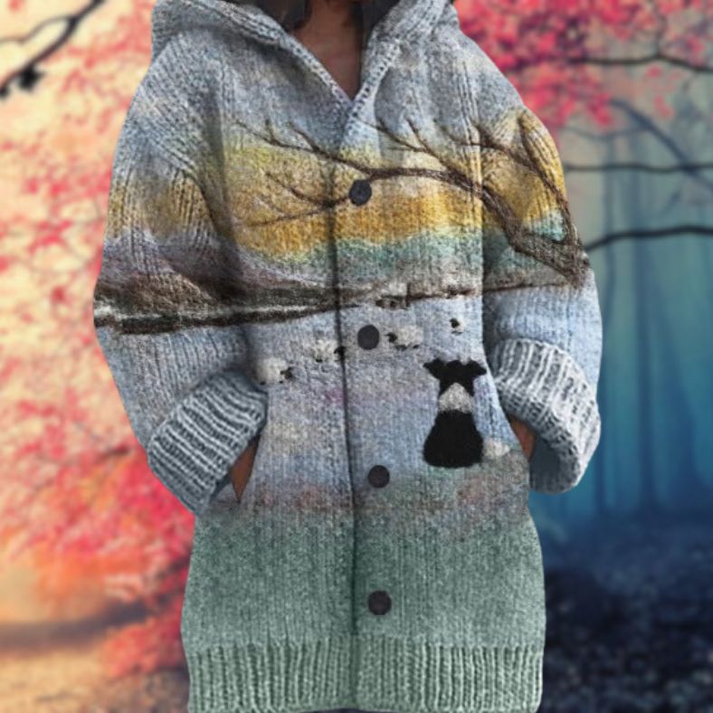 Marlène - Pull doux avec capuche et boutons