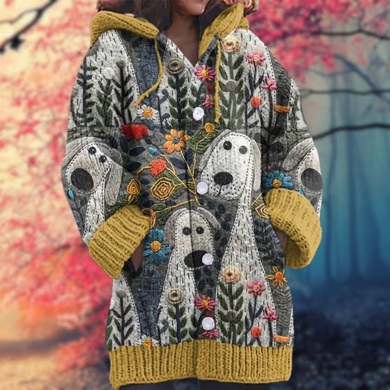 Marlène - Pull doux avec capuche et boutons