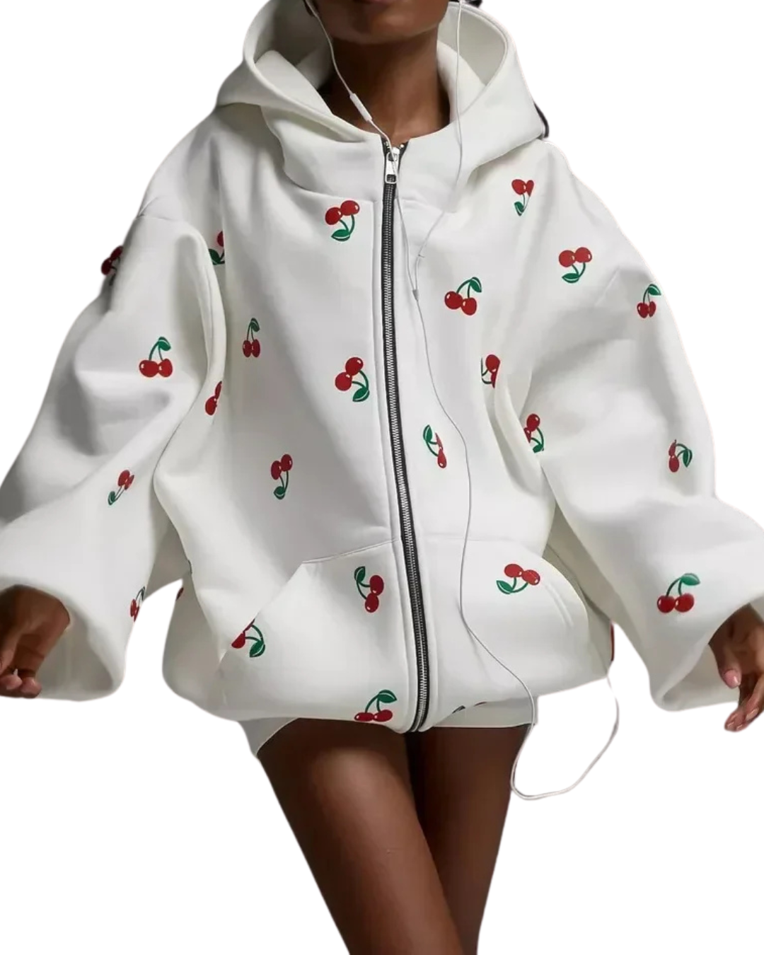 Édeline - Veste blanche au motif cerise