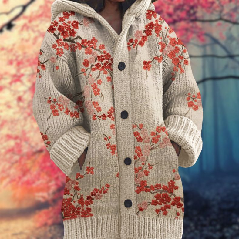 Marlène - Pull doux avec capuche et boutons