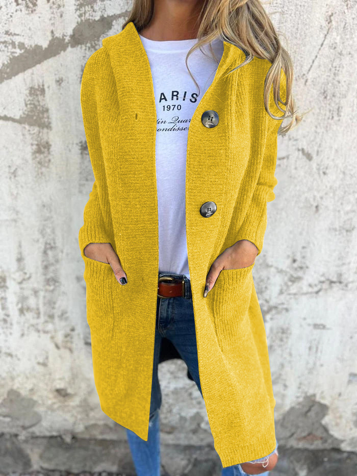 Périne - Cardigan long en tricot avec capuche