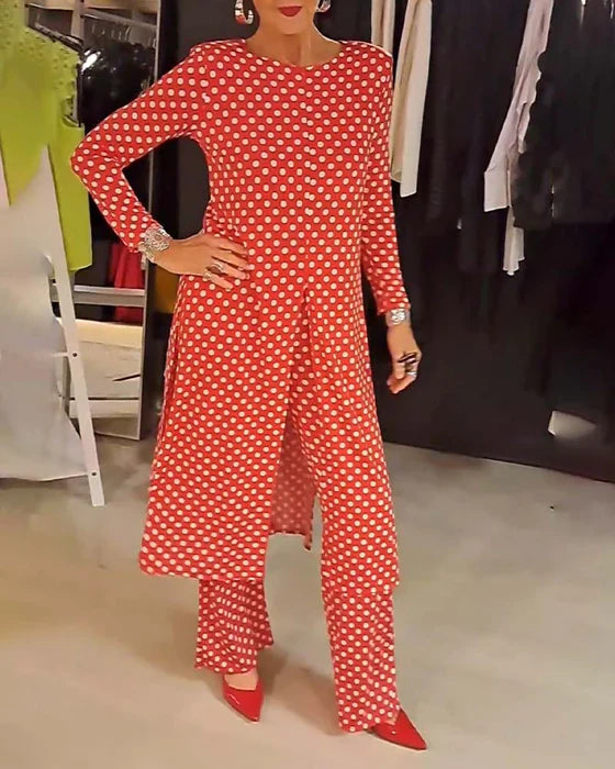 Sélenaé – Costume élégant à pois avec glissière