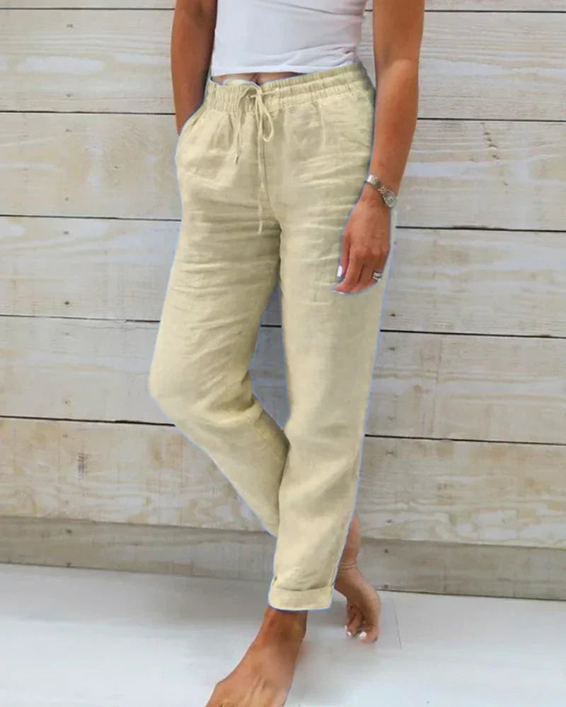 Hortensia – Pantalon extensible en coton et lin
