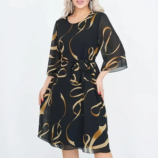 Thalina – Robe midi fluide et élégante