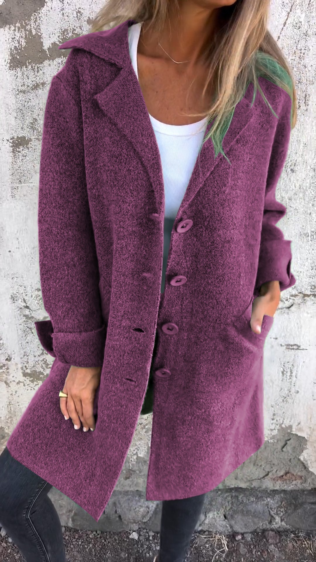 Noémie - Manteau long décontracté avec revers