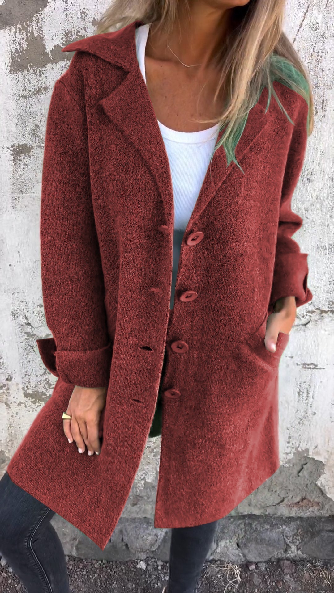Noémie - Manteau long décontracté avec revers