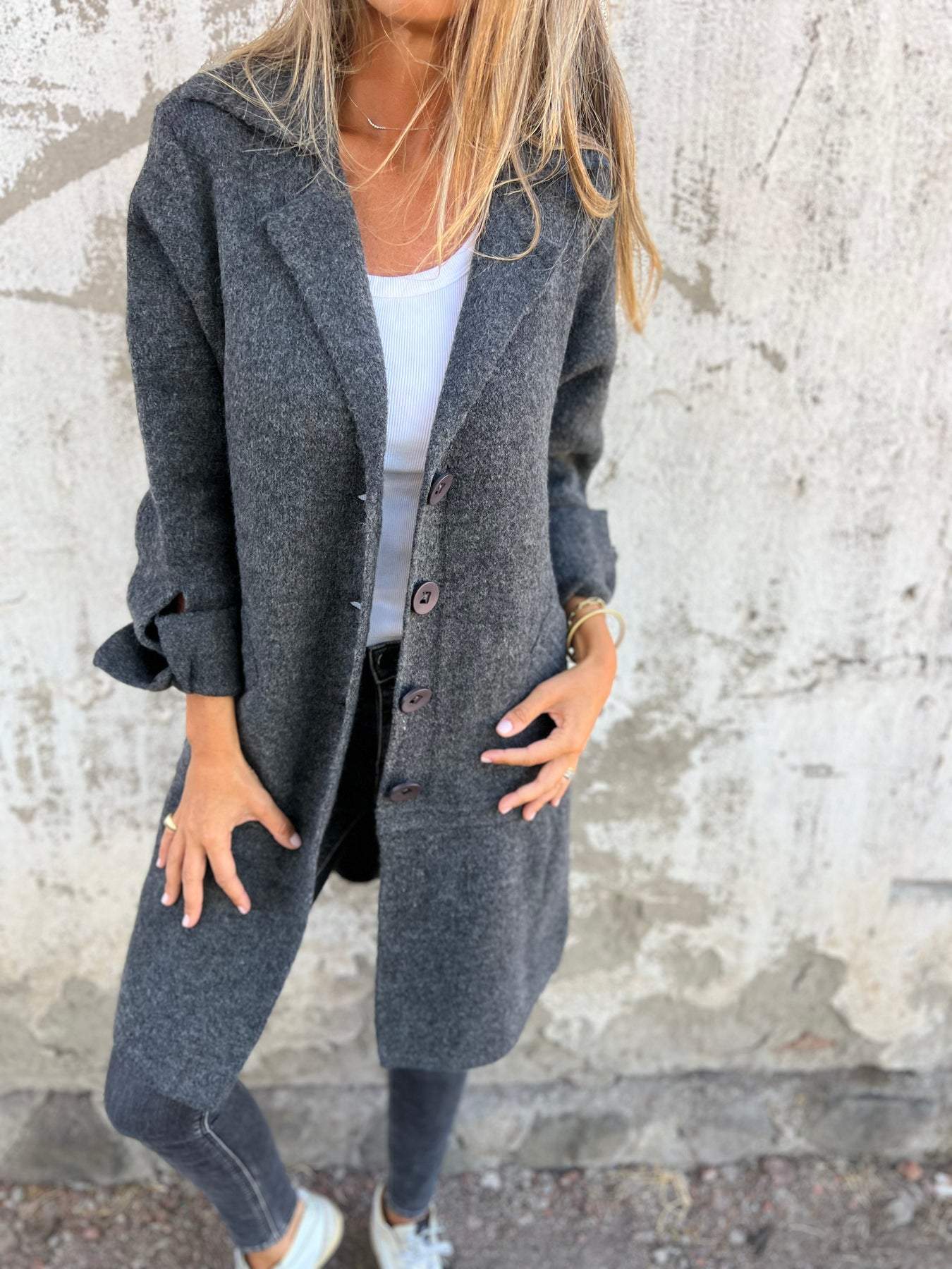 Noémie - Manteau long décontracté avec revers