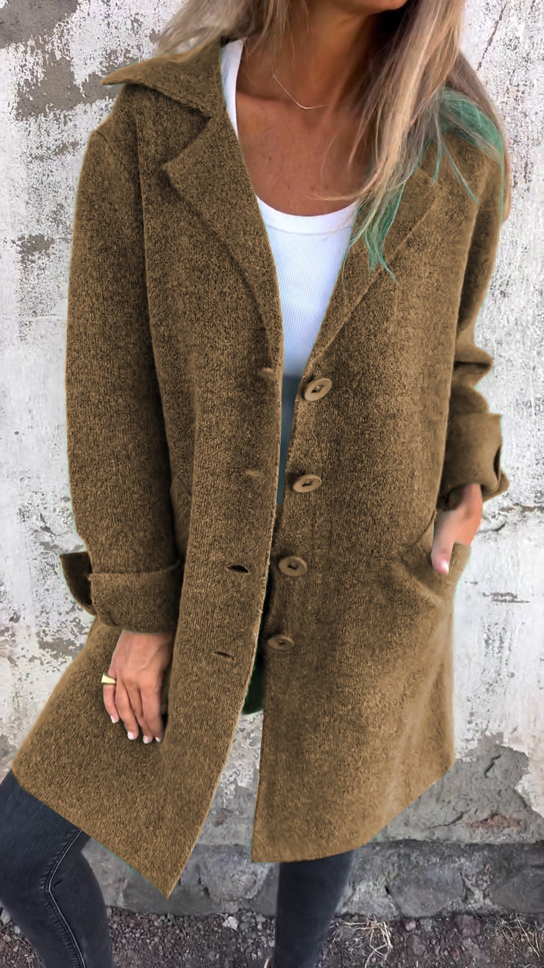 Noémie - Manteau long décontracté avec revers
