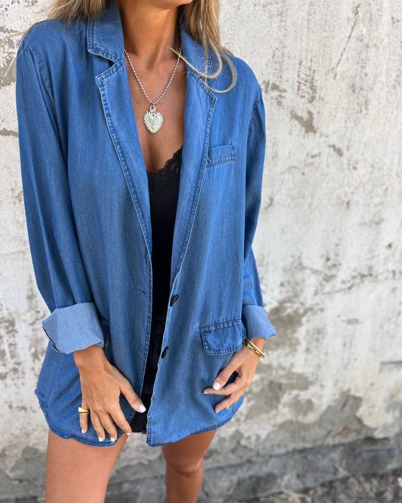 Iseult - Blazer en Denim Décontracté