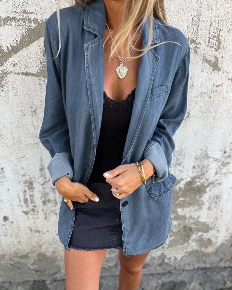 Iseult - Blazer en Denim Décontracté