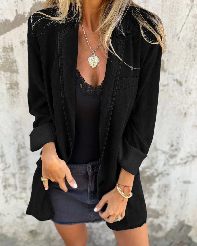 Iseult - Blazer en Denim Décontracté