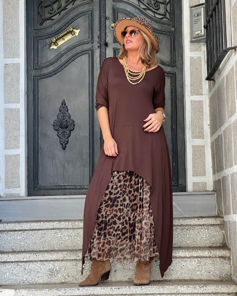 Tahlia – Robe tunique élégante léopard