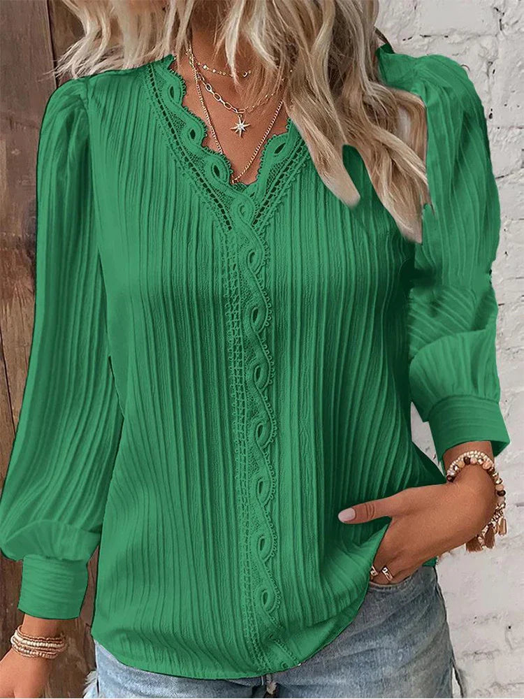 Delia - Blouse en mousseline avec détails en dentelle