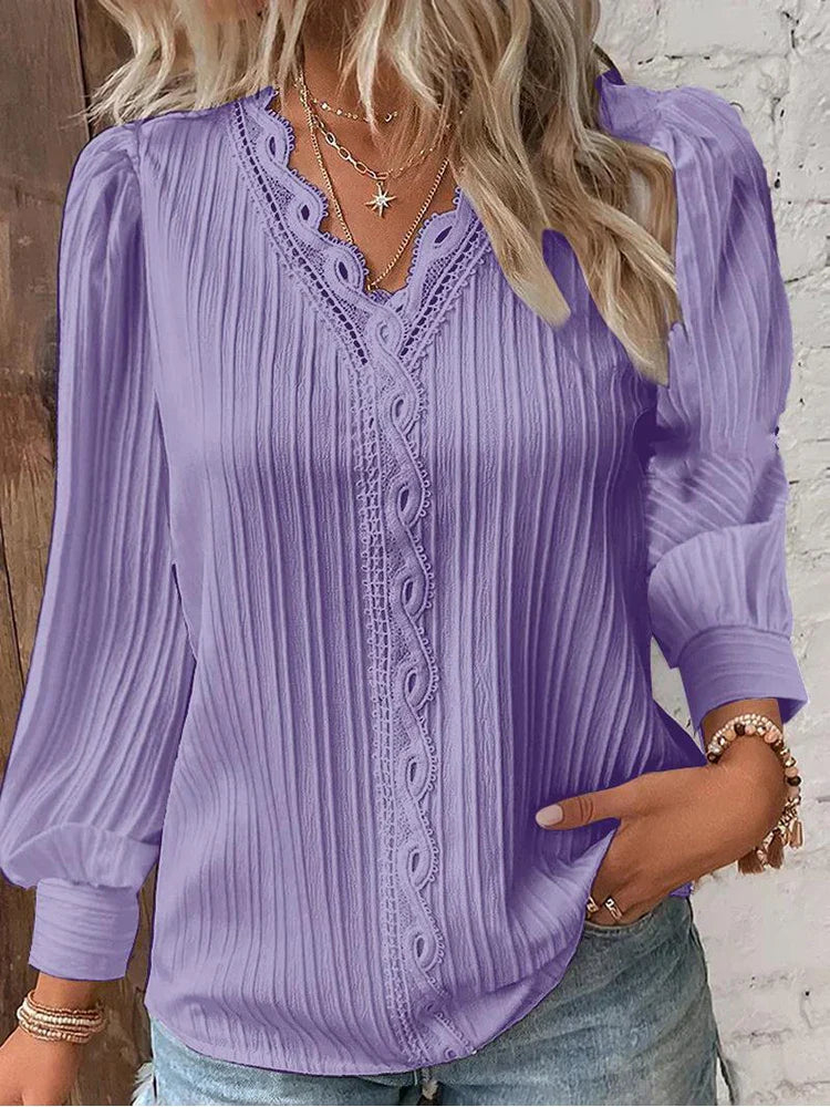 Delia - Blouse en mousseline avec détails en dentelle