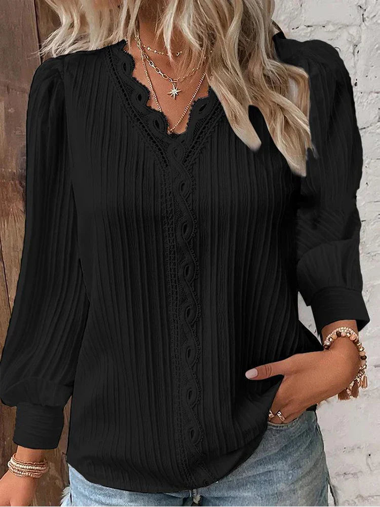 Delia - Blouse en mousseline avec détails en dentelle
