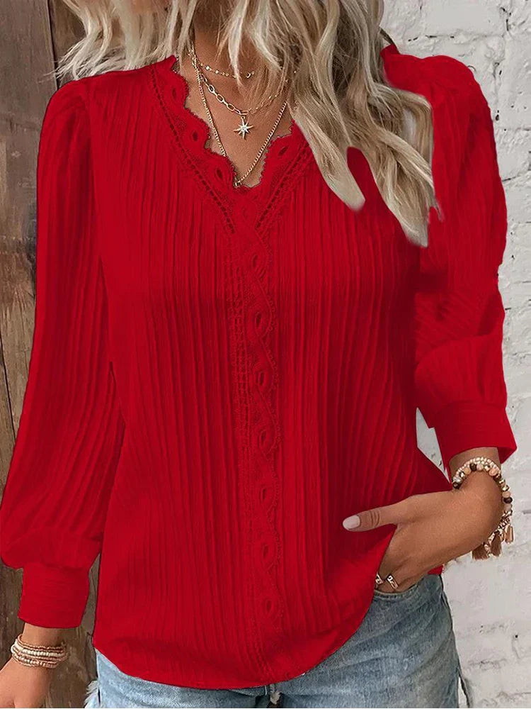 Delia - Blouse en mousseline avec détails en dentelle