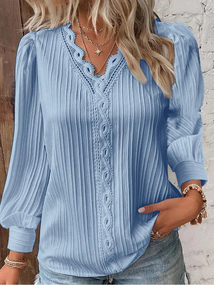 Delia - Blouse en mousseline avec détails en dentelle