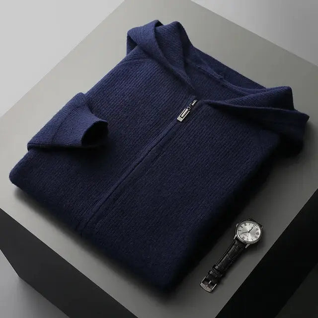 André - Sweat à capuche zippé en cachemire