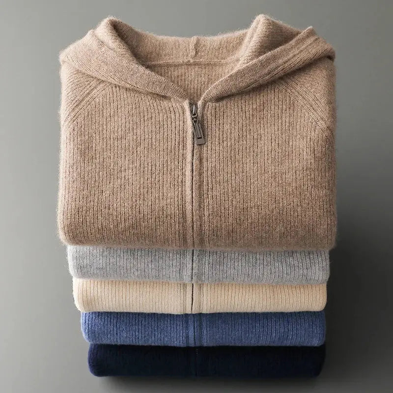 André - Sweat à capuche zippé en cachemire