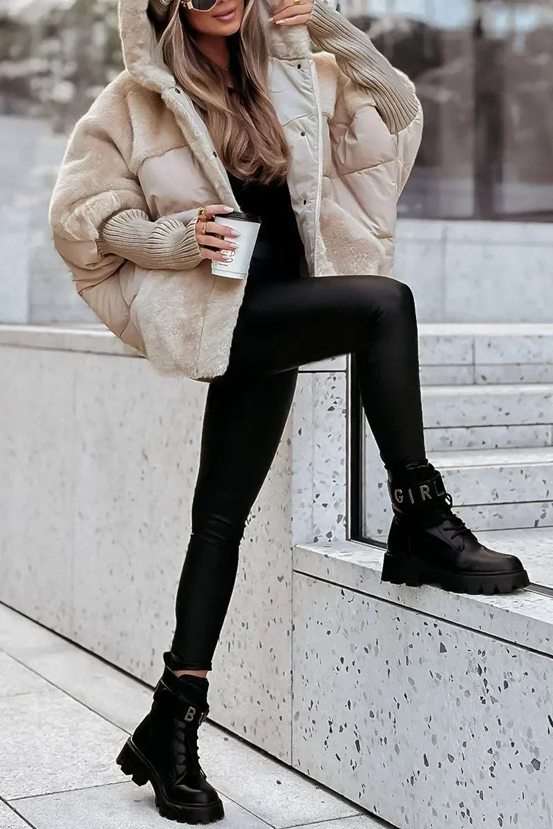 Sylvère - Manteau d'hiver avec capuche en fausse fourrure