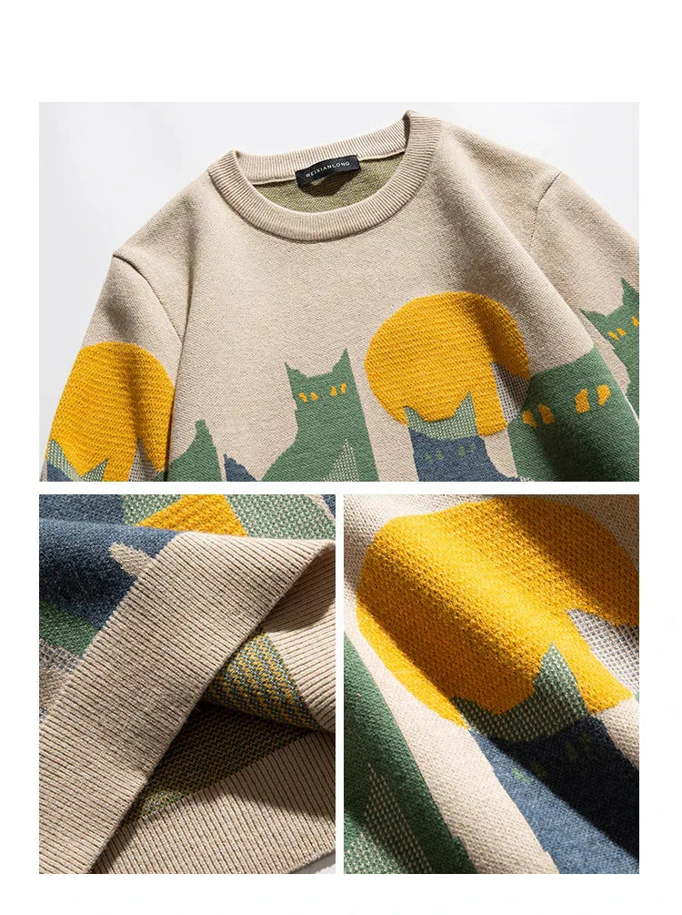 Yannick - Pull chat artistique et confortable