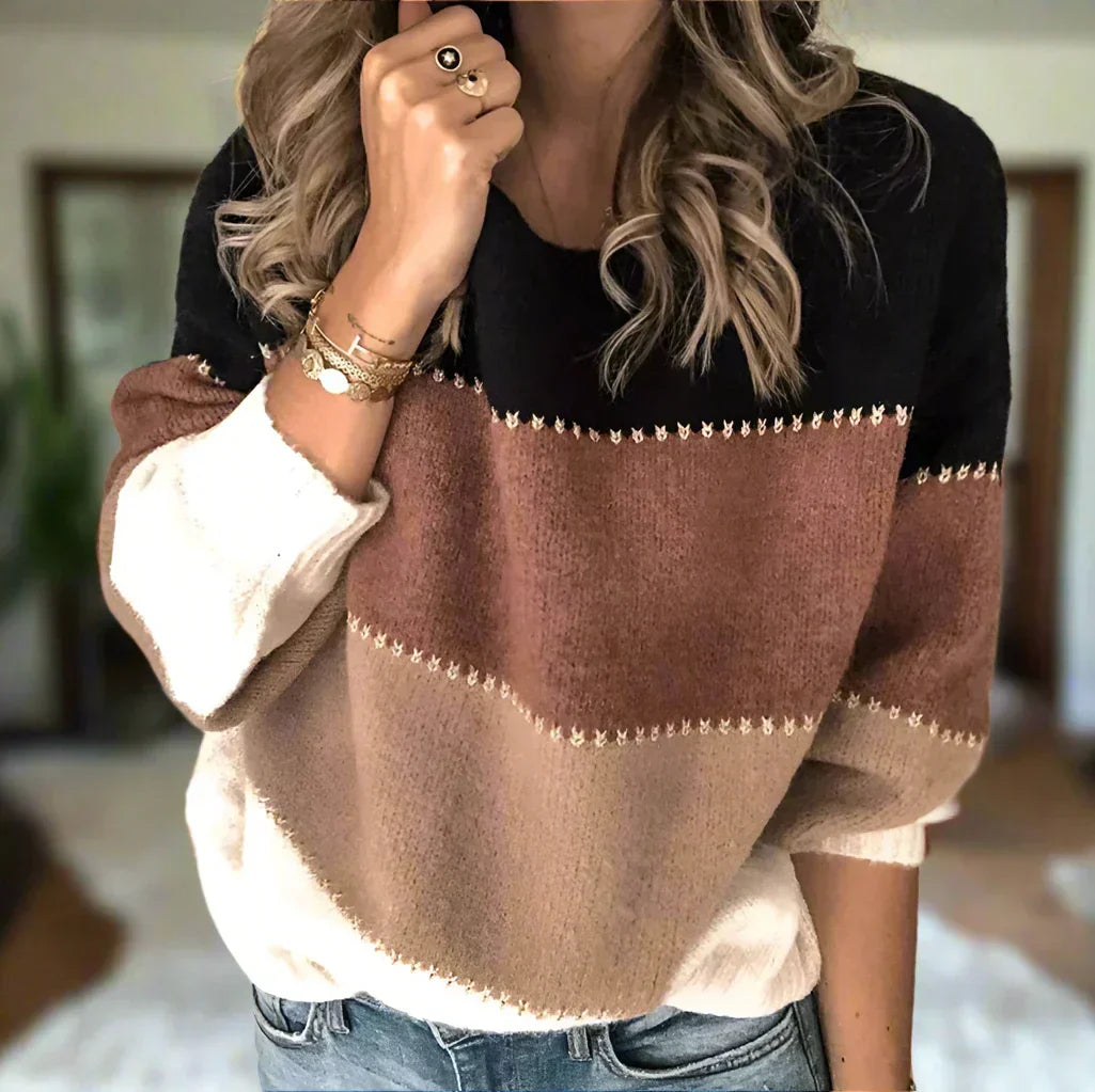 Léandra - Pull doux à rayures avec poches