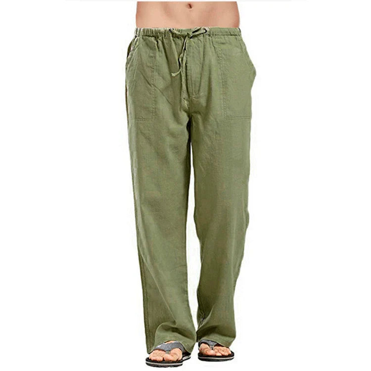 Bordeaux™ - Pantalon d'été en coton lin pour hommes Couleur unie Lin respirant