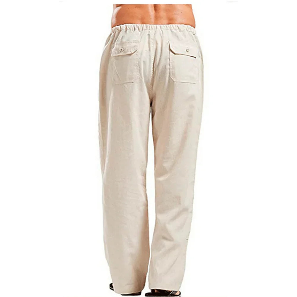 Bordeaux™ - Pantalon d'été en coton lin pour hommes Couleur unie Lin respirant