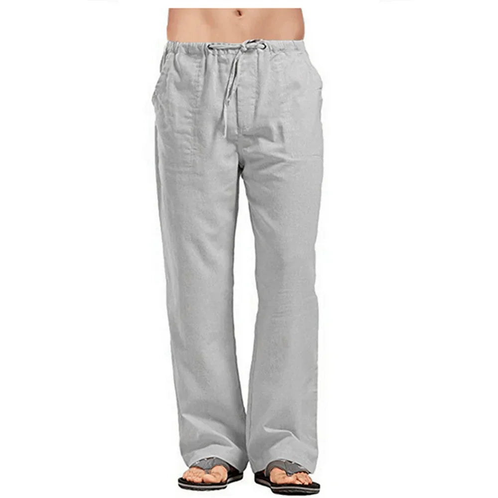Bordeaux™ - Pantalon d'été en coton lin pour hommes Couleur unie Lin respirant