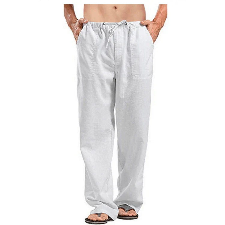 Bordeaux™ - Pantalon d'été en coton lin pour hommes Couleur unie Lin respirant