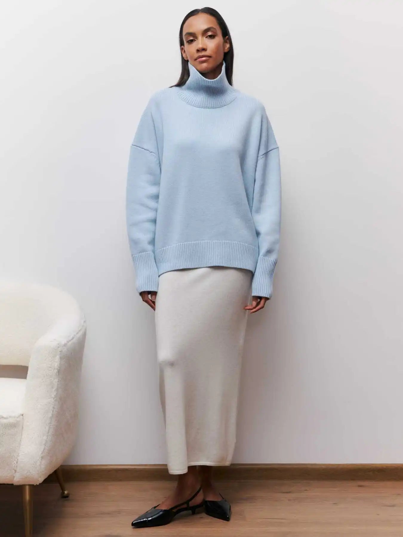 Lara - Pull col roulé oversize raffiné