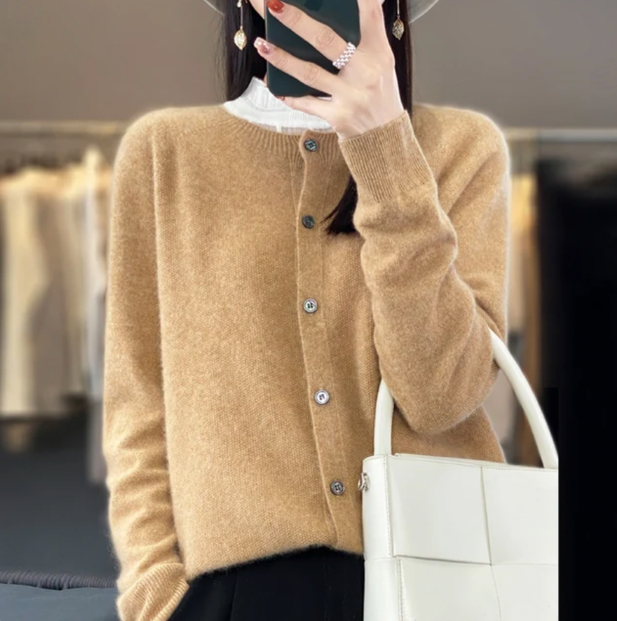 Sofia - Cardigan en laine chaud et artisanal