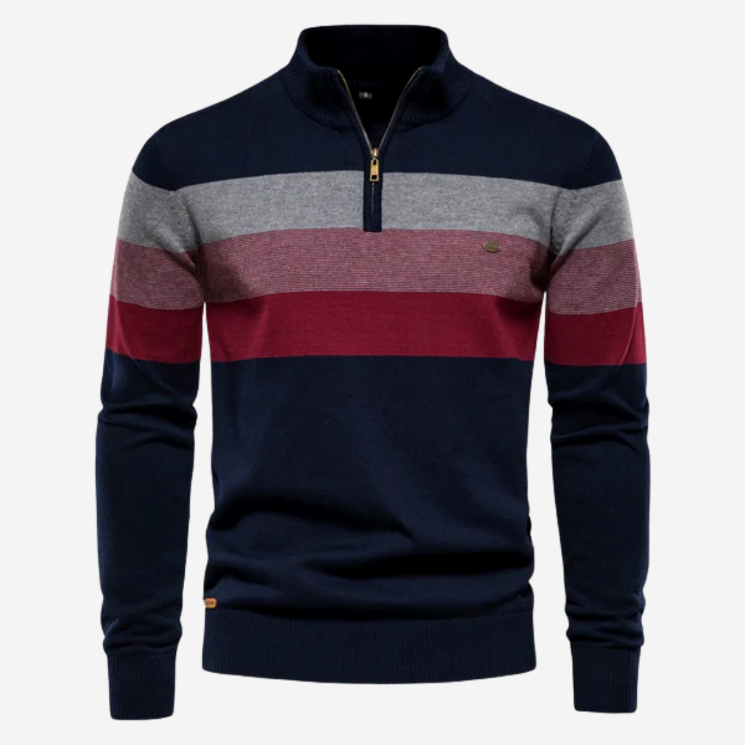 Barthélemy - Pull rétro avec col montant et quart de zip