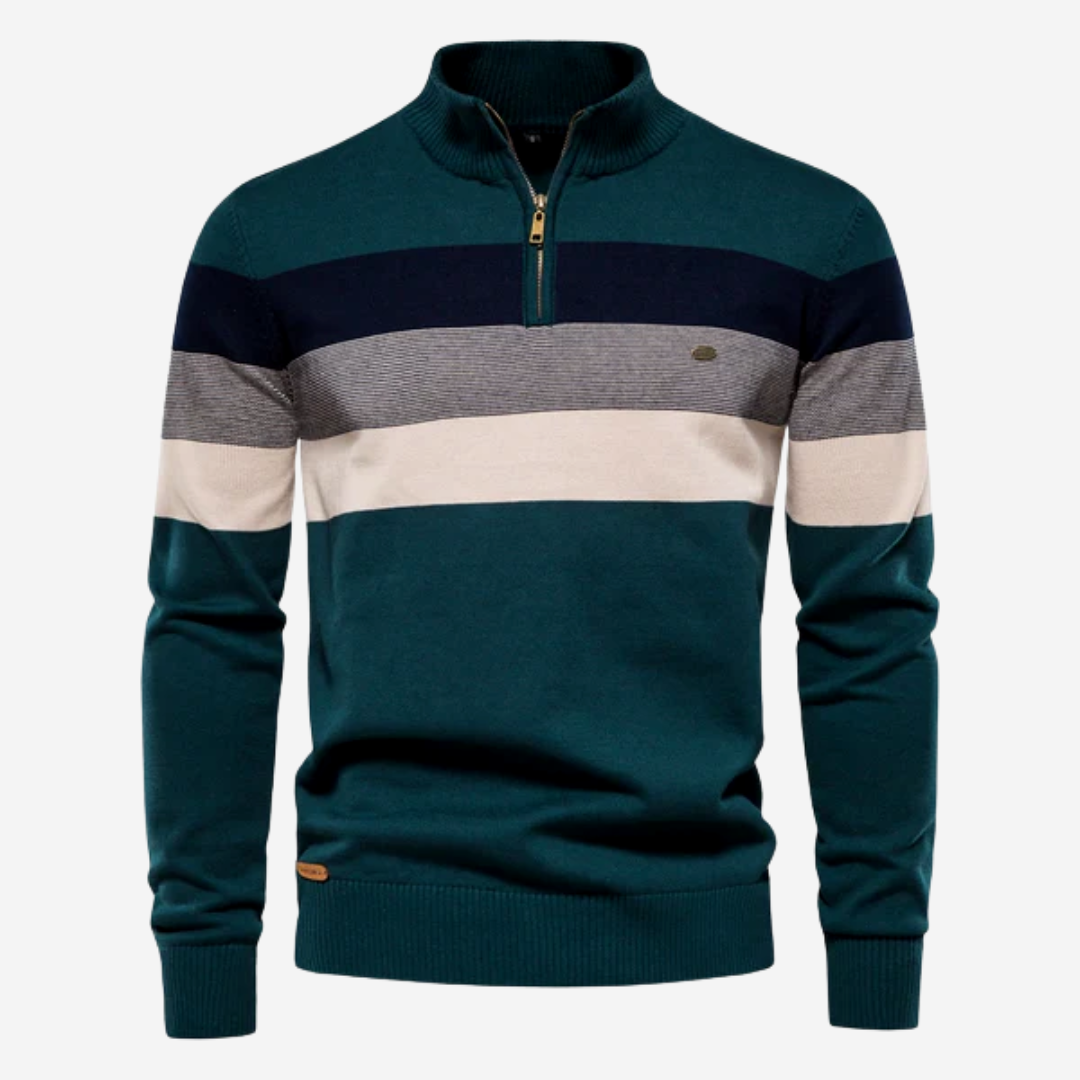 Barthélemy - Pull rétro avec col montant et quart de zip