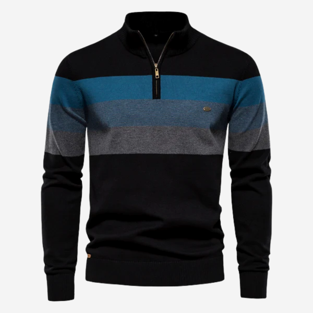 Barthélemy - Pull rétro avec col montant et quart de zip