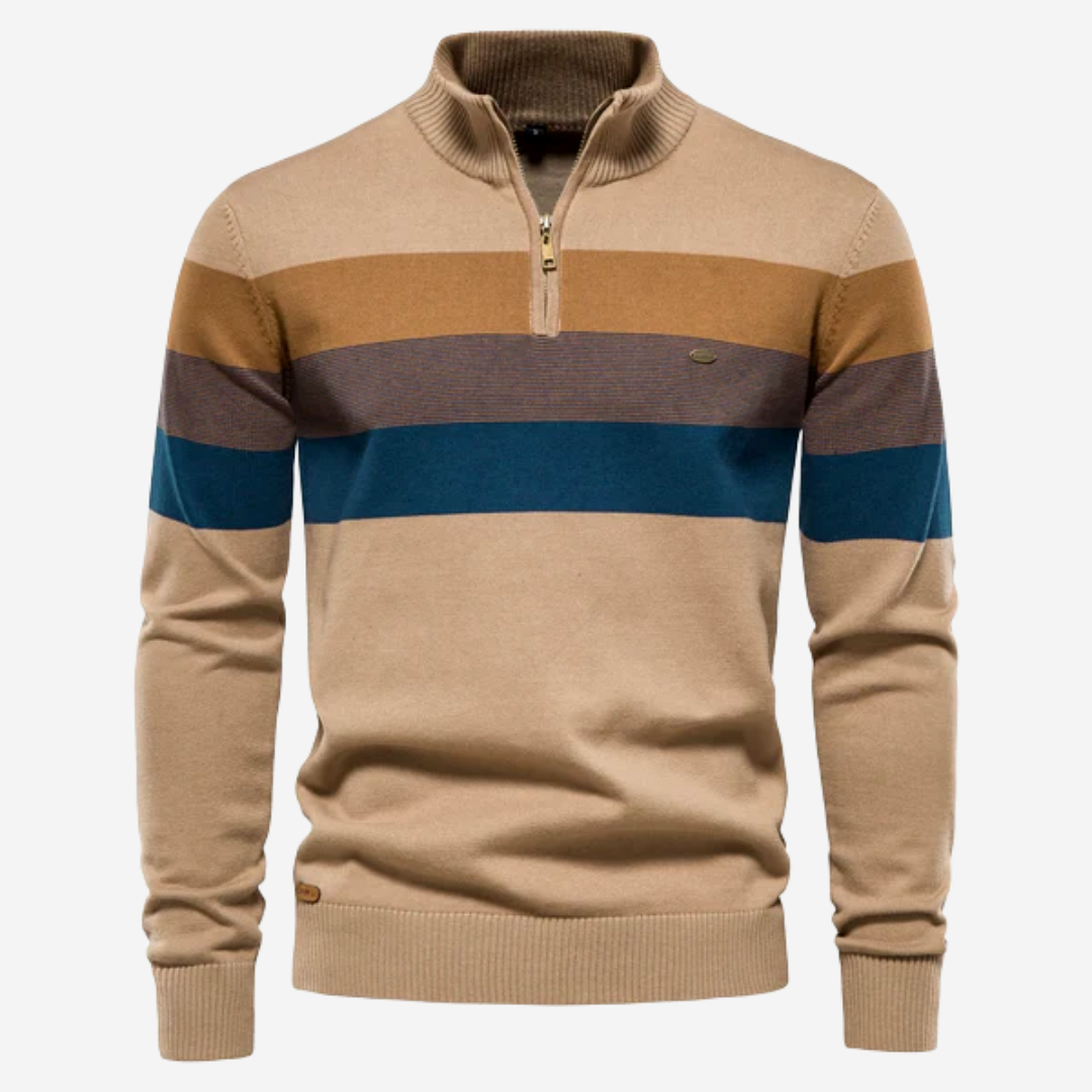 Barthélemy - Pull rétro avec col montant et quart de zip