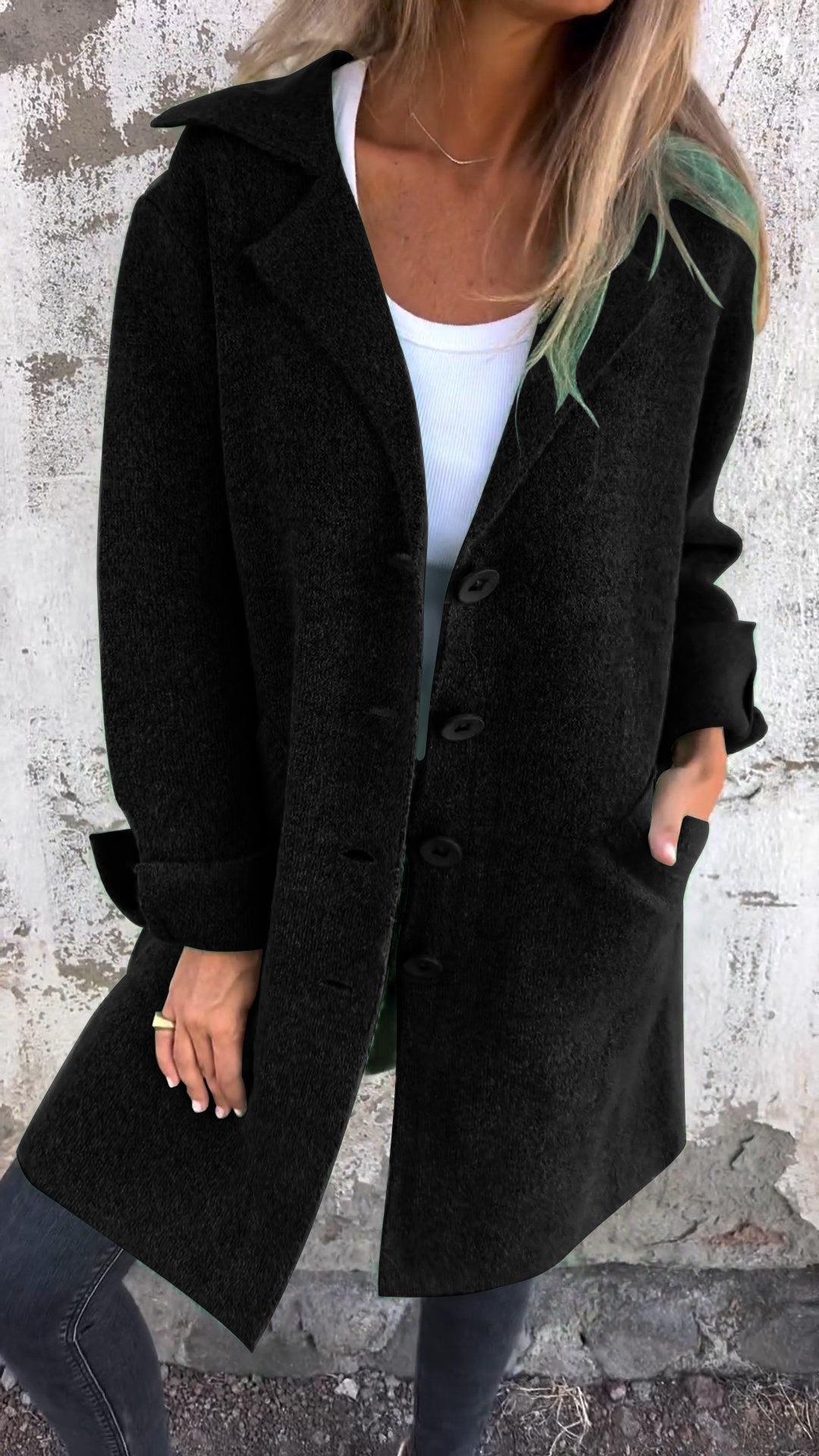 Noémie - Manteau long décontracté avec revers