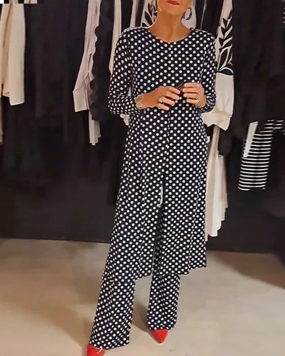 Sélenaé – Costume élégant à pois avec glissière