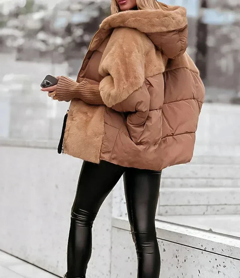Sylvère - Manteau d'hiver avec capuche en fausse fourrure