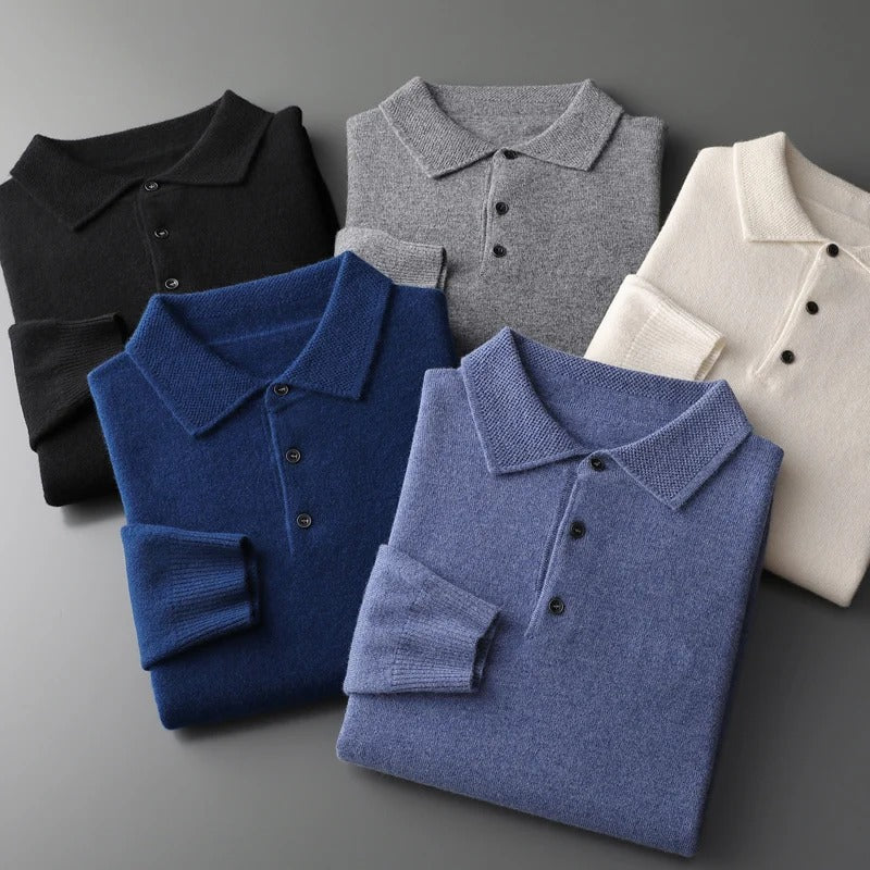 Victorin - Pull polo raffiné en cachemire