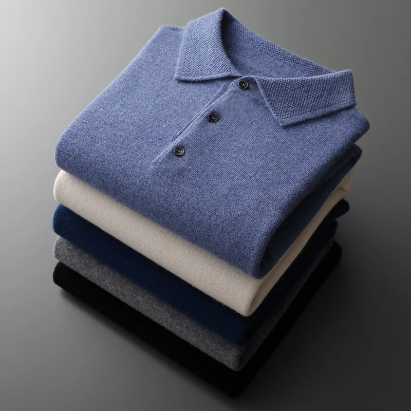 Victorin - Pull polo raffiné en cachemire