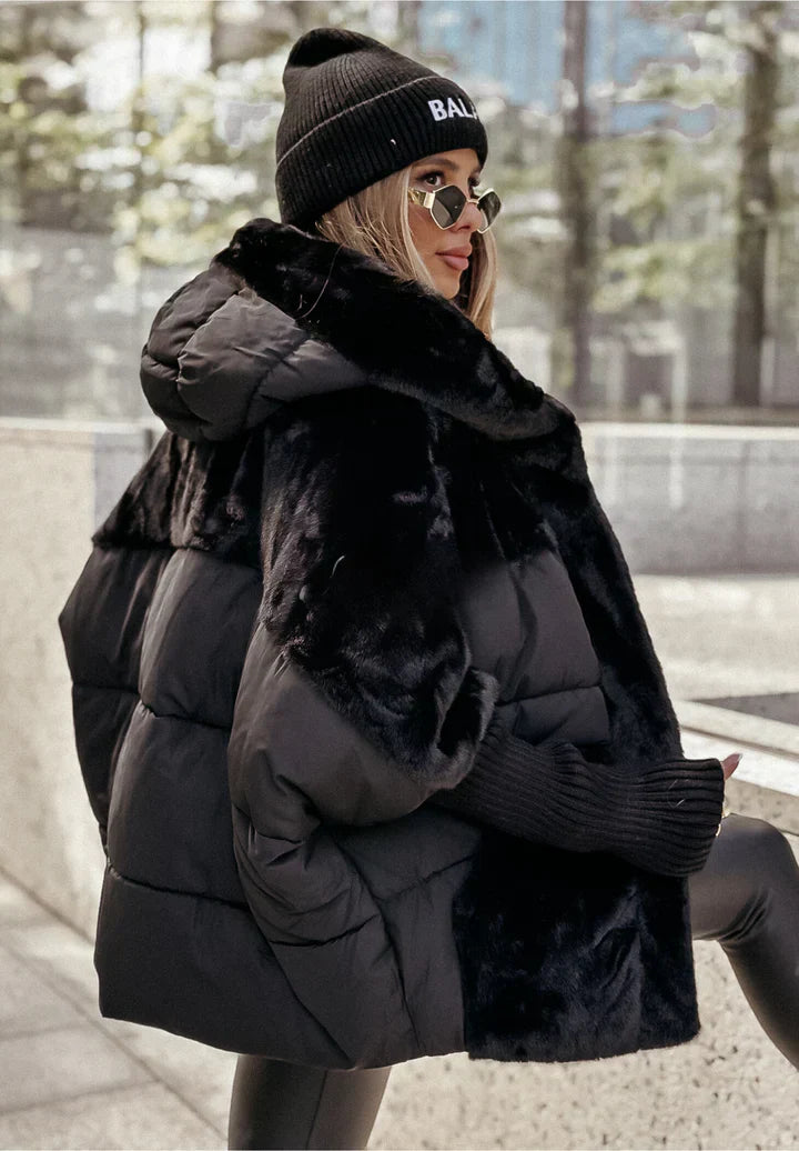 Sylvère - Manteau d'hiver avec capuche en fausse fourrure