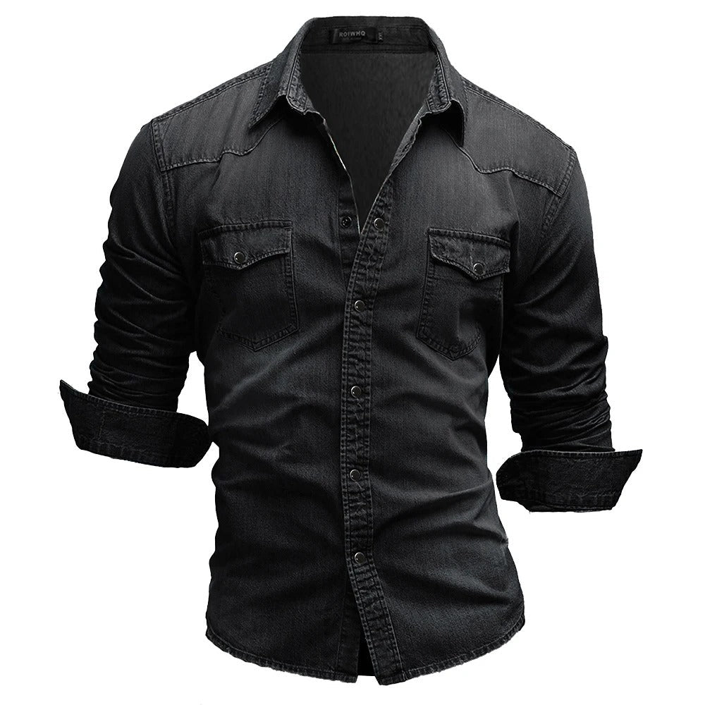 Bastien - Chemise en denim rétro élégante et intemporelle