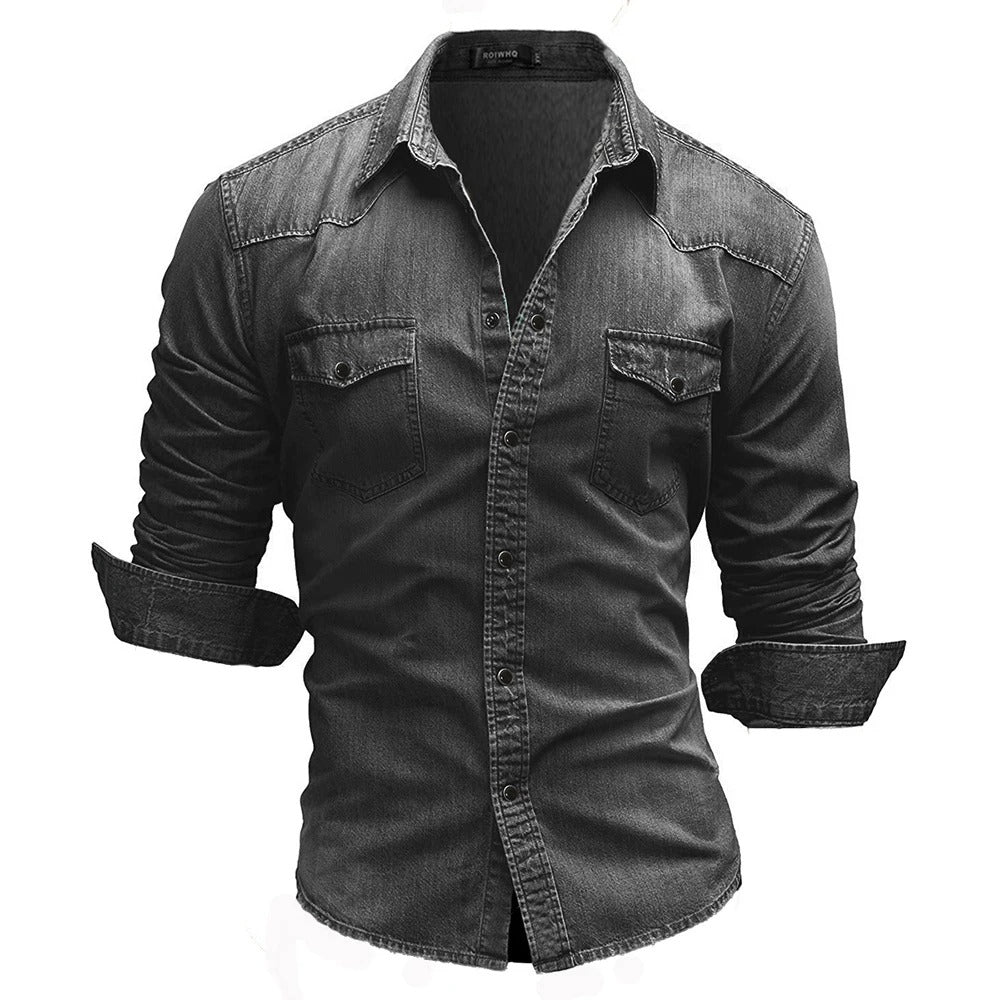 Bastien - Chemise en denim rétro élégante et intemporelle
