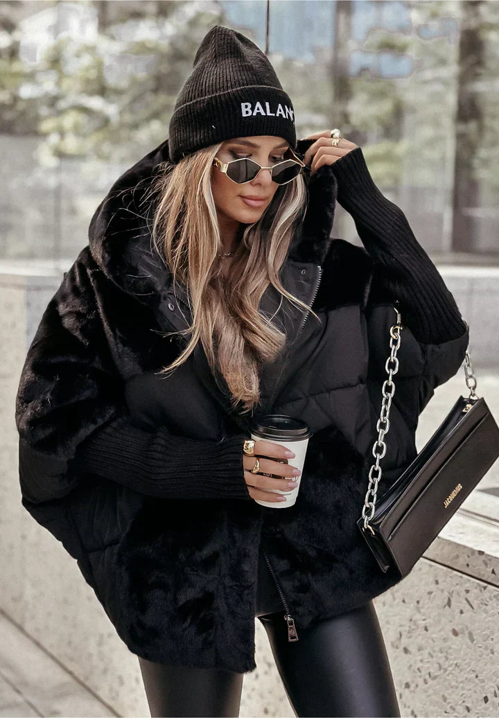 Sylvère - Manteau d'hiver avec capuche en fausse fourrure