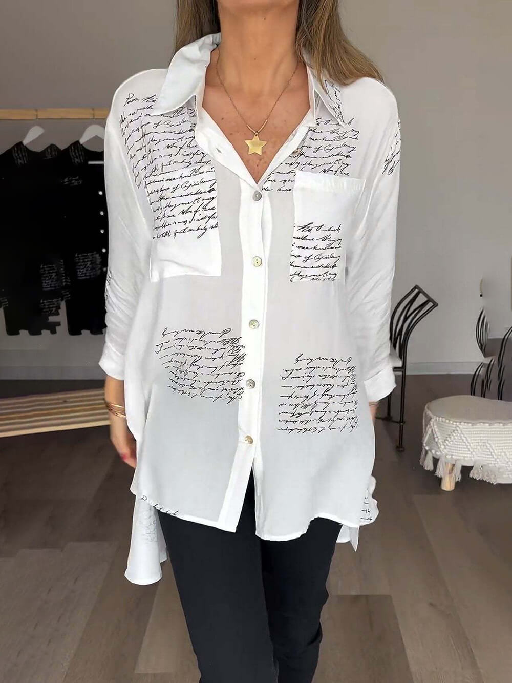 Clairie – Chemise élégante à imprimé lettre