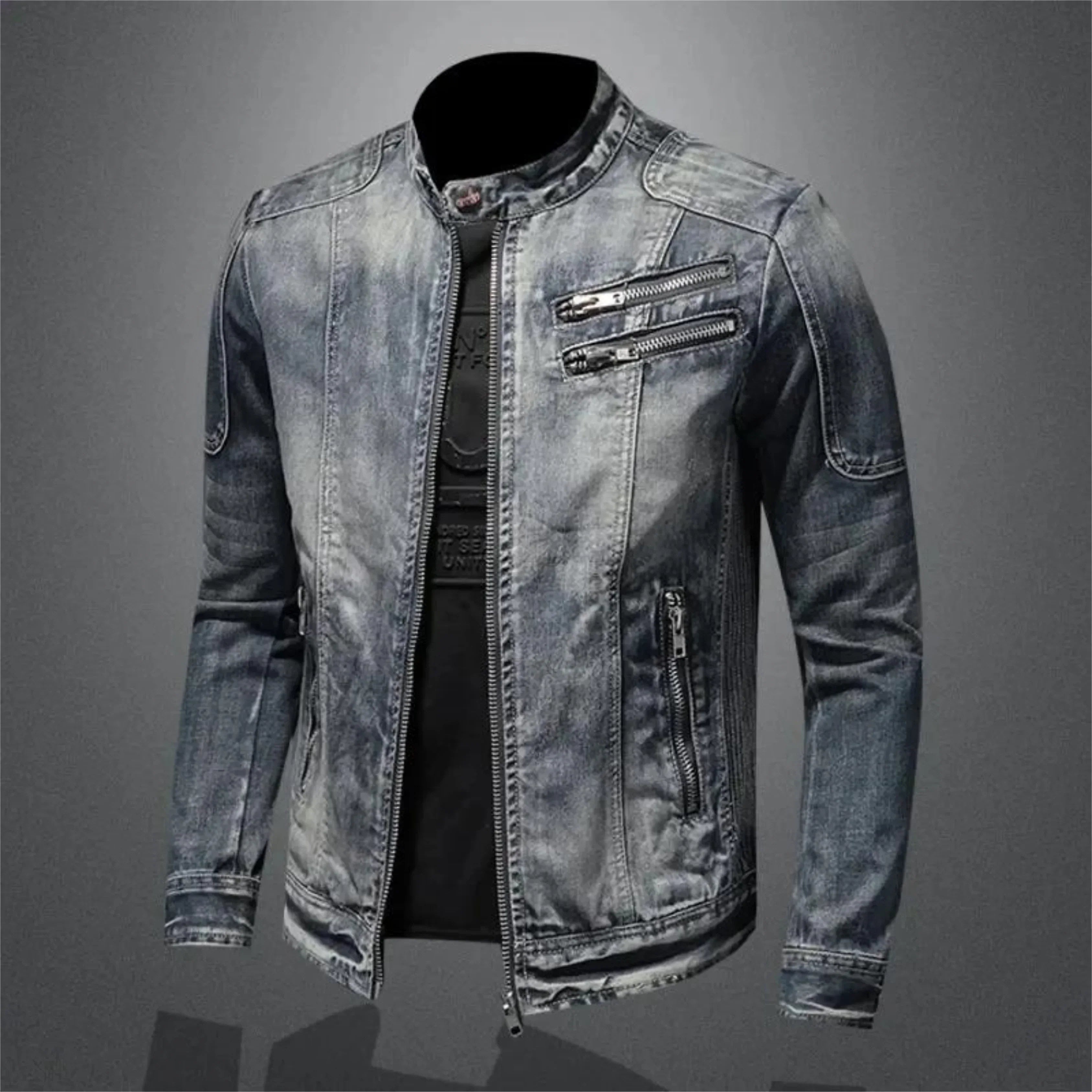 Justinien - Veste biker en jean élégant