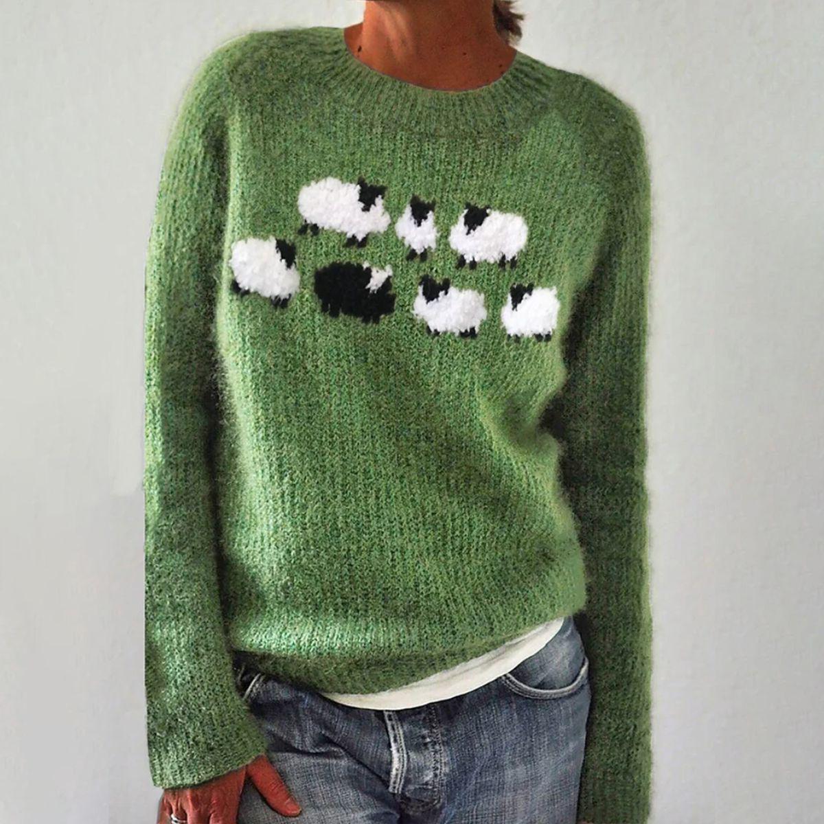 Verde - Pull à manches longues en style artisanal