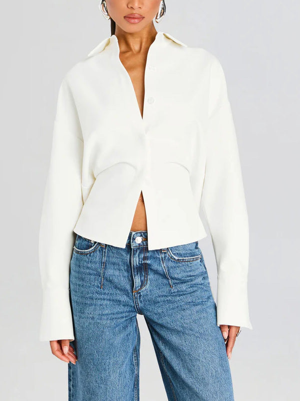 Ophélia - Chemise boutonnée drapée en crêpe