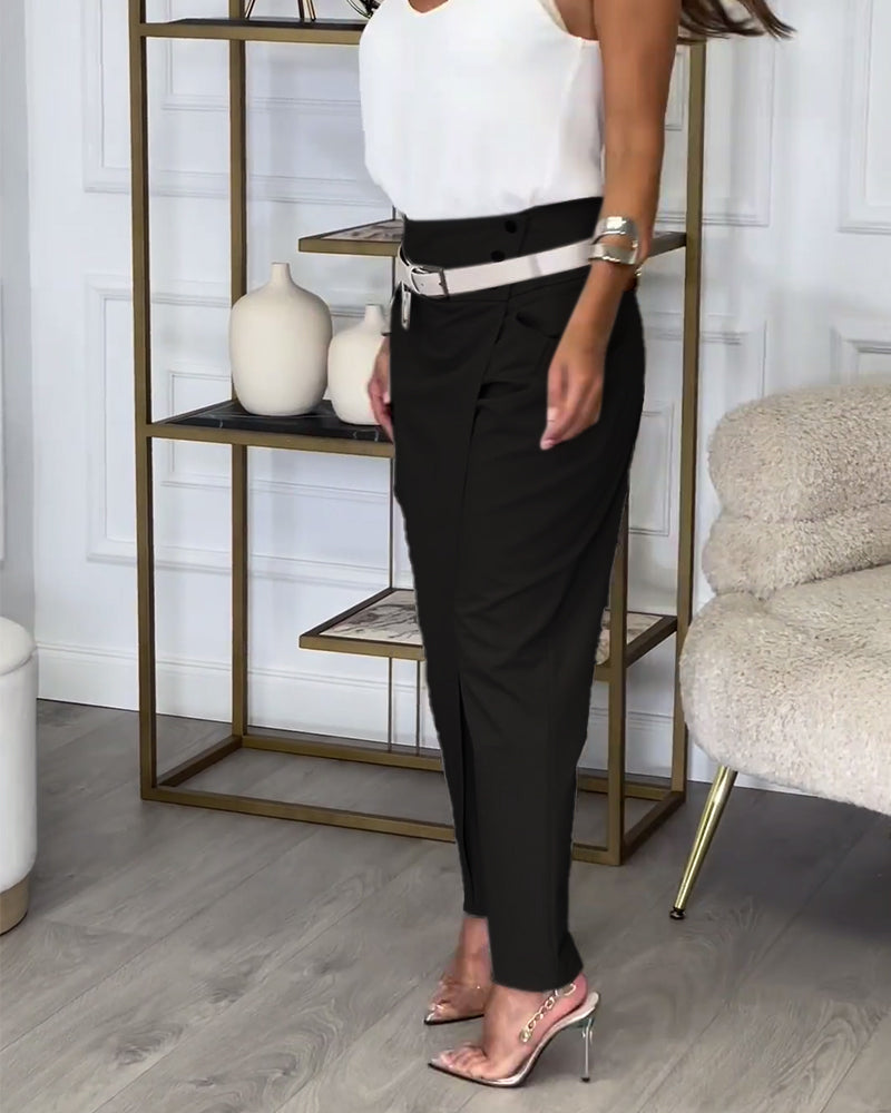 Sybille - Pantalon Patchwork avec ceinture